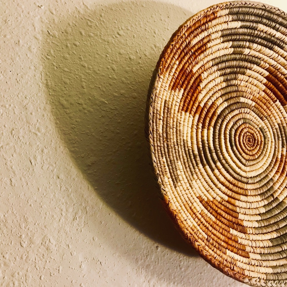SALE XL Bohemian Woven Wicker Basket Wall Art